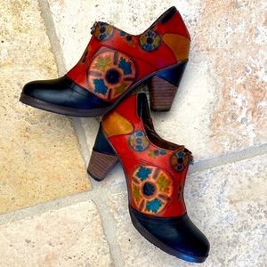 Spring Step L’Artiste Leather Shootie Boots Heels Raina. Size  7.5 or Eu 38